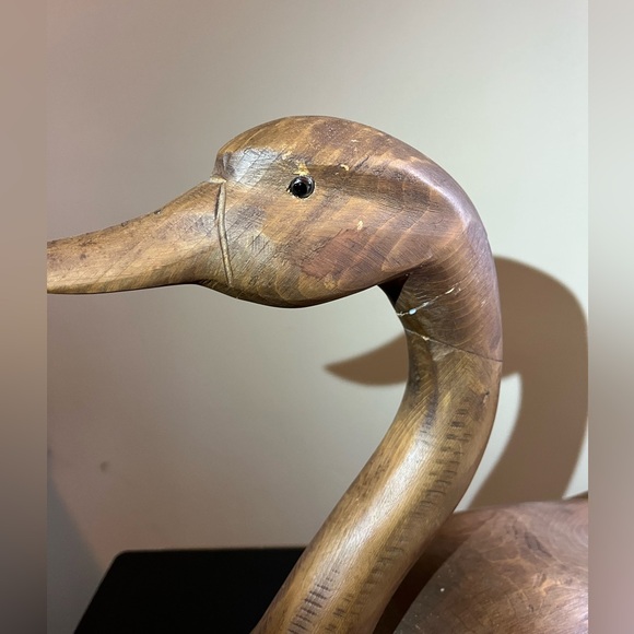 Antique swan decoy hand carved wood glass eyes extra large 18.5" - Picture 3 of 8